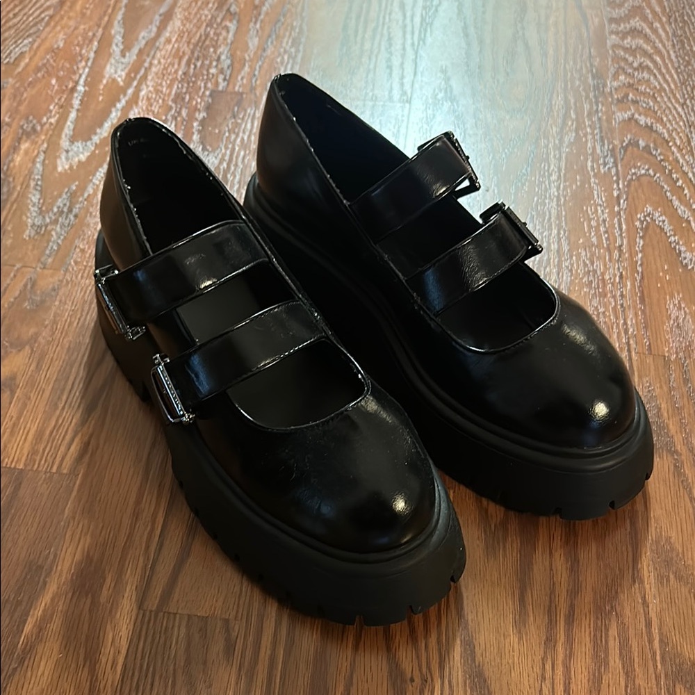 Black Women's Platform Mary Jane Shoes